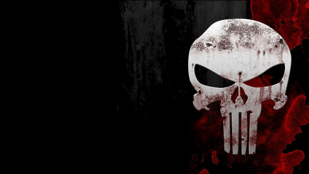 Menacing Marvel: The Punisher's Iconic Skull Logo on a Captivating Background Wallpaper