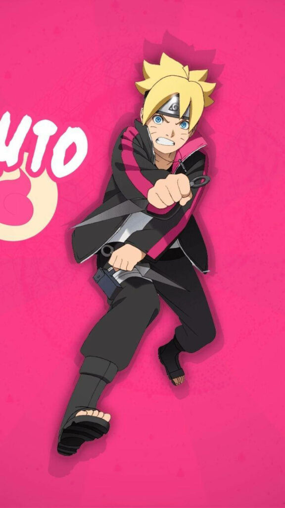 Boruto: The Next Generation - Embracing the Supreme Style with Vibrant Pink Backdrop Wallpaper