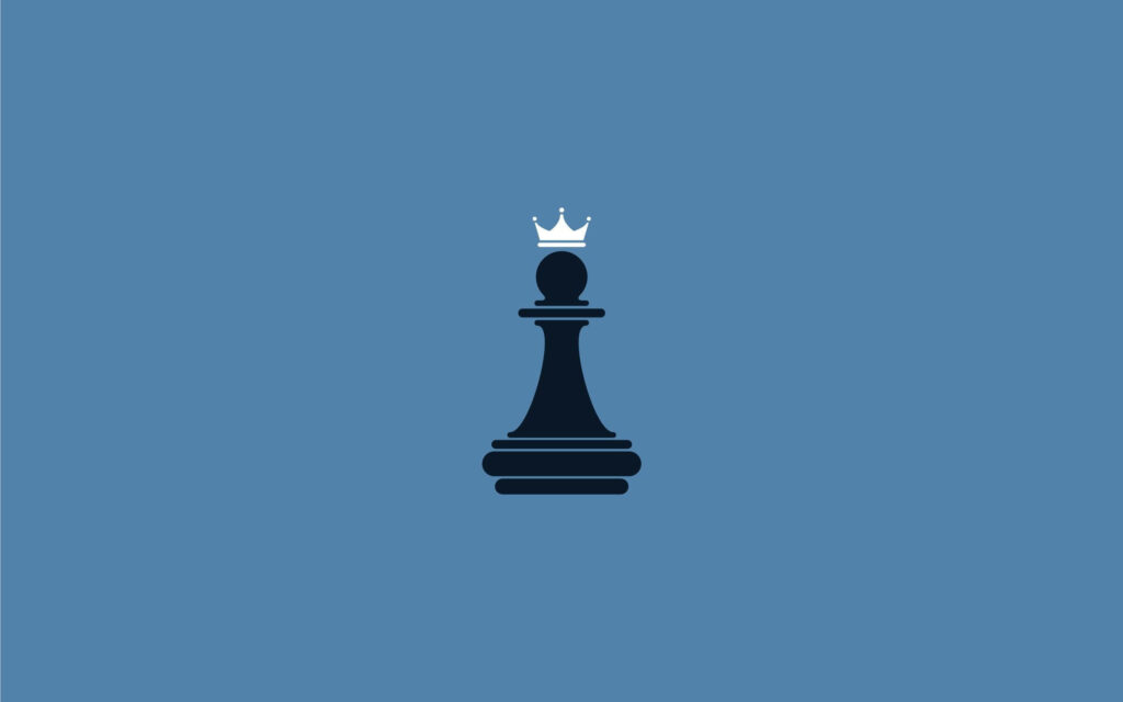 Regal Rook: Chess Pawn Ascends to Queen with a Majestic Aqua Blue Backdrop Wallpaper