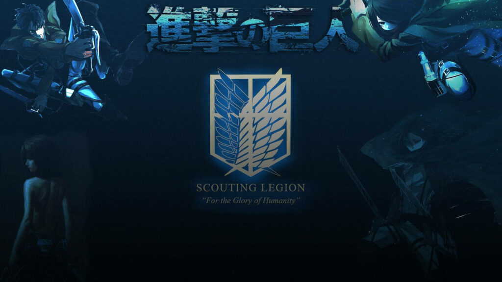 Dark Attack on Titan wallpaper with Wings of Freedom logo featuring Eren and Mikasa