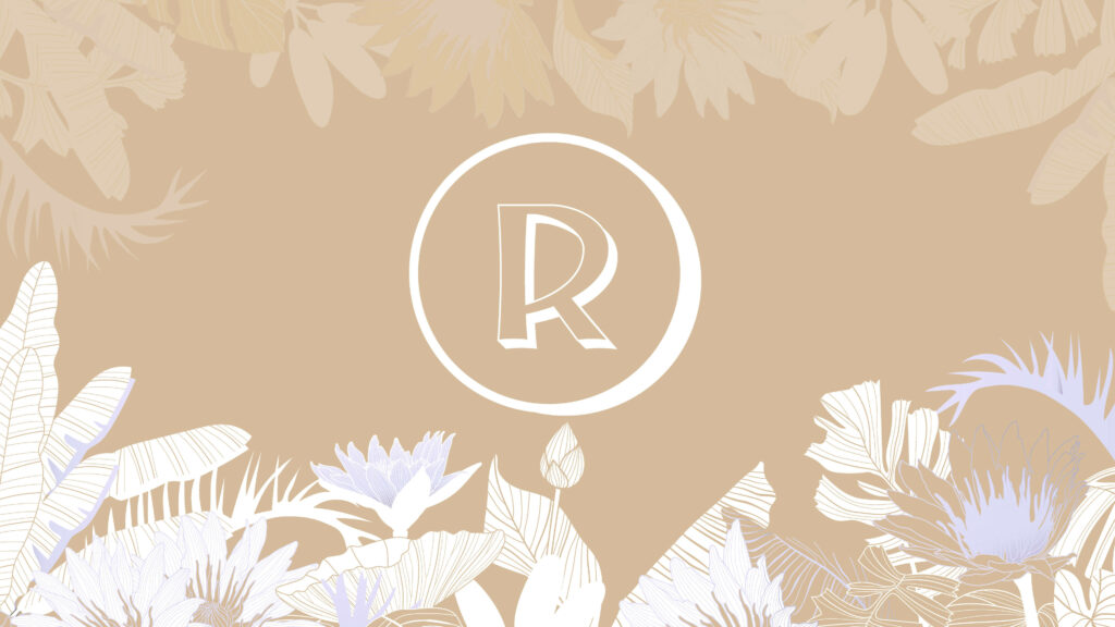Tropical Charm: Beige Alphabet Wallpaper Showcasing the Letter R in a Lush Background