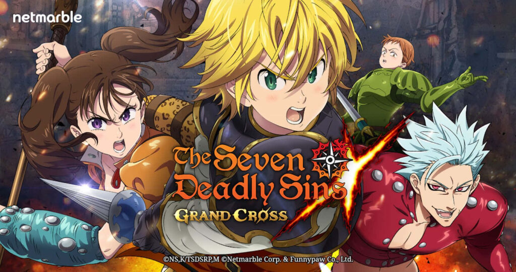 The Seven Deadly Sins anime main characters in dynamic battle poses dramatic action wallpaper