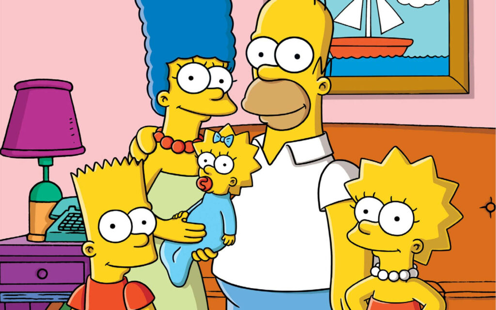 Family Fun with The Simpsons: A Candid Capture of Homer, Marge and their Three Children! Wallpaper