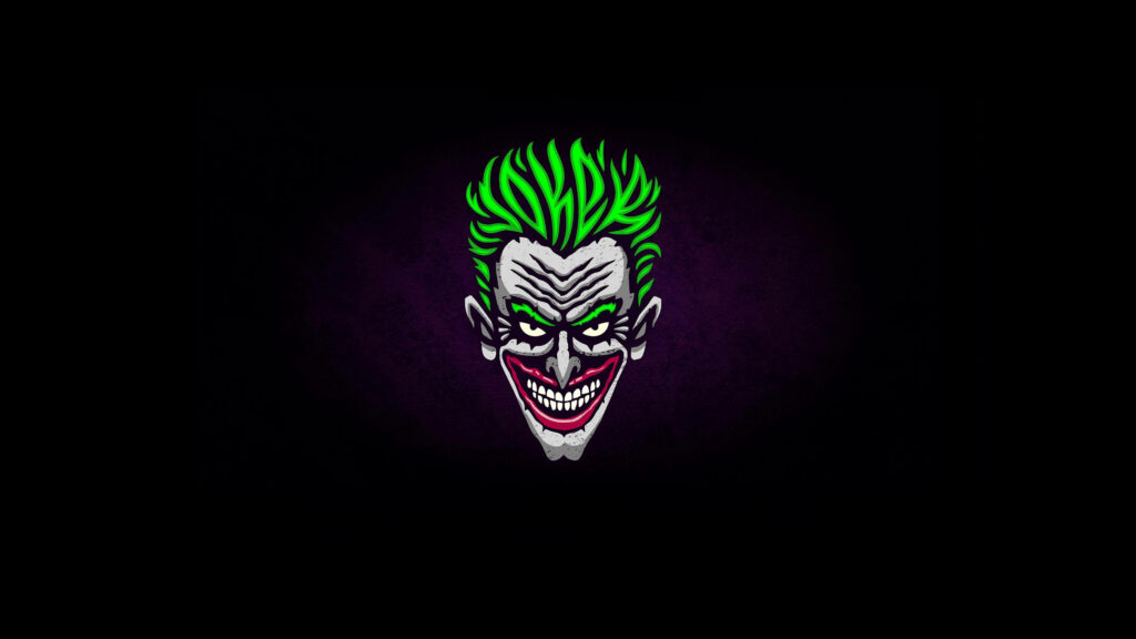 The Enigmatical Joker: 4k Ultra HD Dark Purple Background Wallpaper Highlighting the Iconic Villain's Sinister Gaze