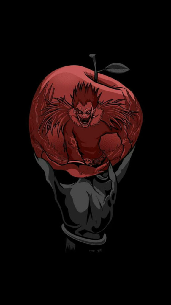Darkly Tempting: Ryuk's Sinister Grasp on the Forbidden Fruit - Death Note Phone Background Wallpaper
