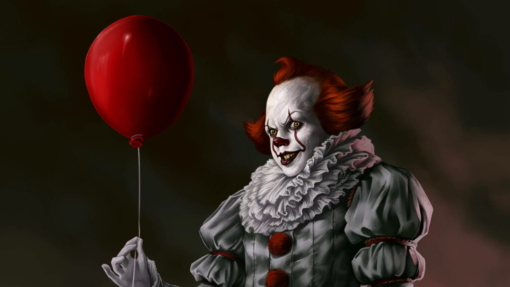 The Haunting Presence of Pennywise: A Sinister Clown Wallpaper
