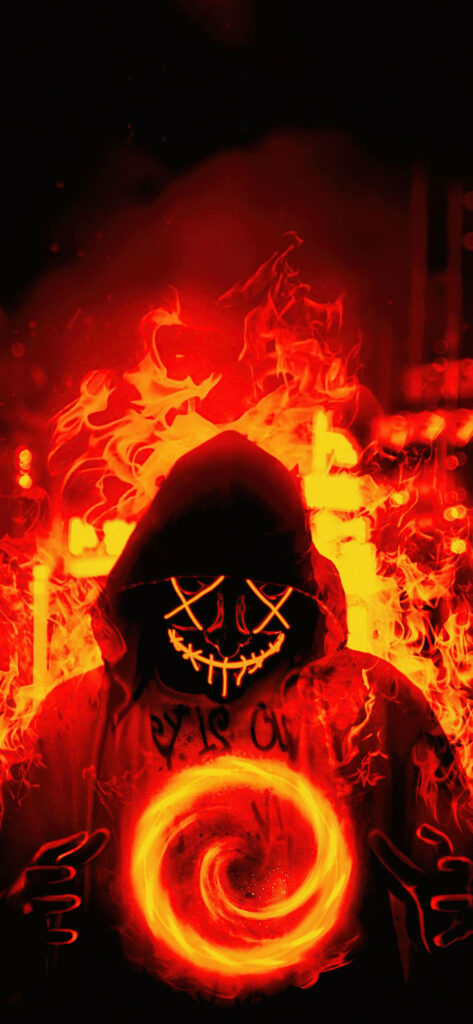 Blazing Serenity: Mesmerizing Wallpaper Featuring a Smiling Man Harnessing Fiery Power