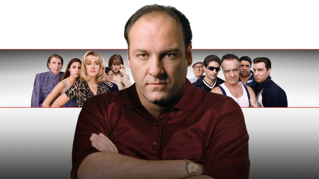 The Sopranos Wallpaper: Iconic Main Cast in Dramatic Background