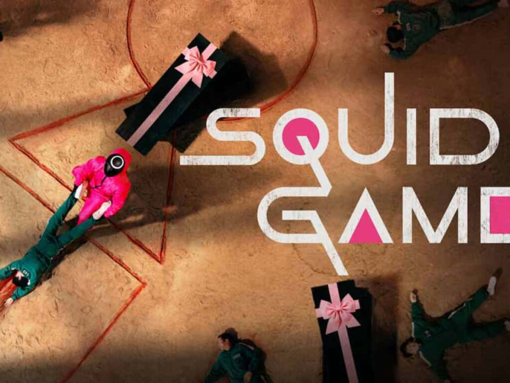 Squid Game Cover with Logo Background Wallpaper