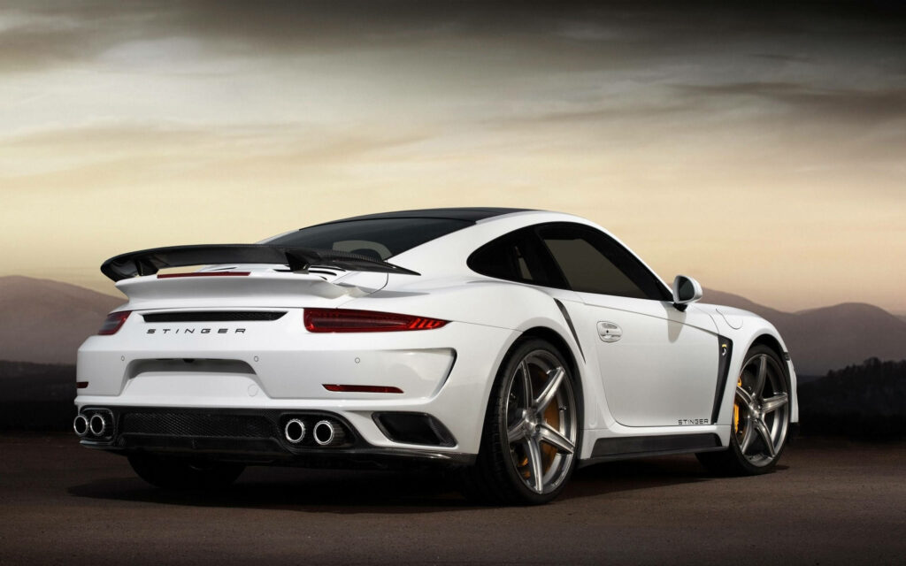 White Lightning: The Stunning Porsche 911 Turbo Stinger on Display Wallpaper