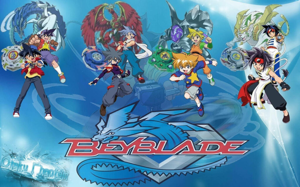 Iconic Beyblade Protagonists Assemble: Tyson, Kai, Max, and Ray - Epic Beyblade Saga Revealed! Wallpaper