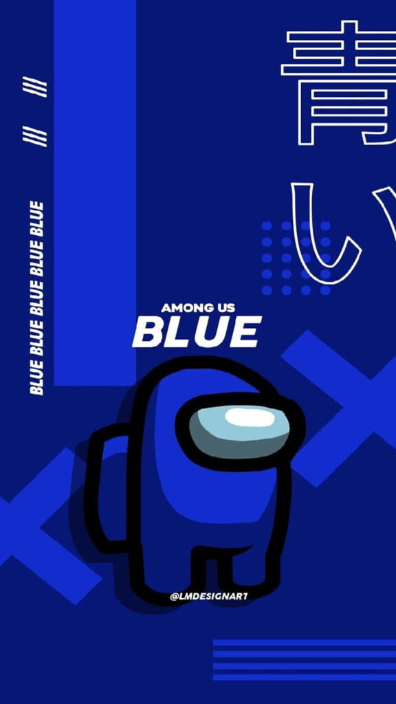 Among Us: Blue Imposter Offers Fiery Victory Token, a Brushstroke of Triumph Wallpaper