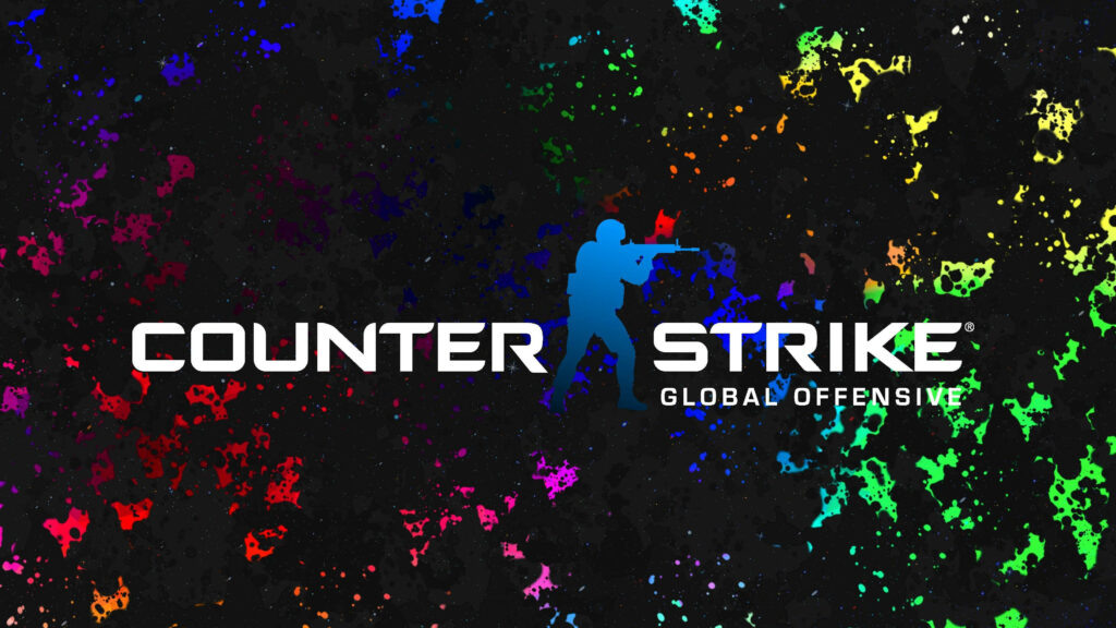 Vibrant Splatters Fuse with Official 4k CS:GO Logo, Illuminating Counter-Strike Global Offensive Wallpaper