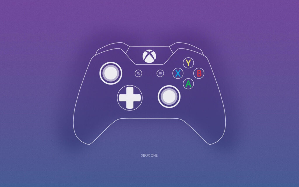 Wireless Gaming Bliss: A Stunning Xbox Pad Drawing on Vibrant Purple Backdrop Wallpaper