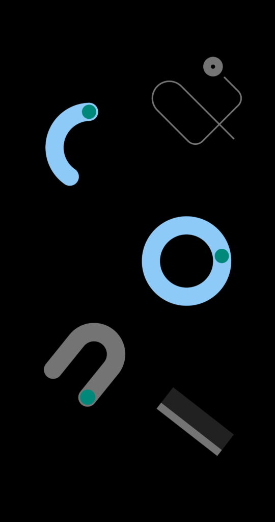 Google Pixel 4 stock wallpaper abstract geometric shapes blue turquoise slate grey on black background