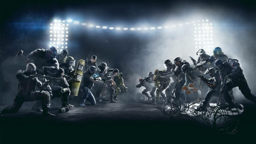Siege Showdown: Attack vs. Defend in the Ultimate Rainbow Six Battle Wallpaper
