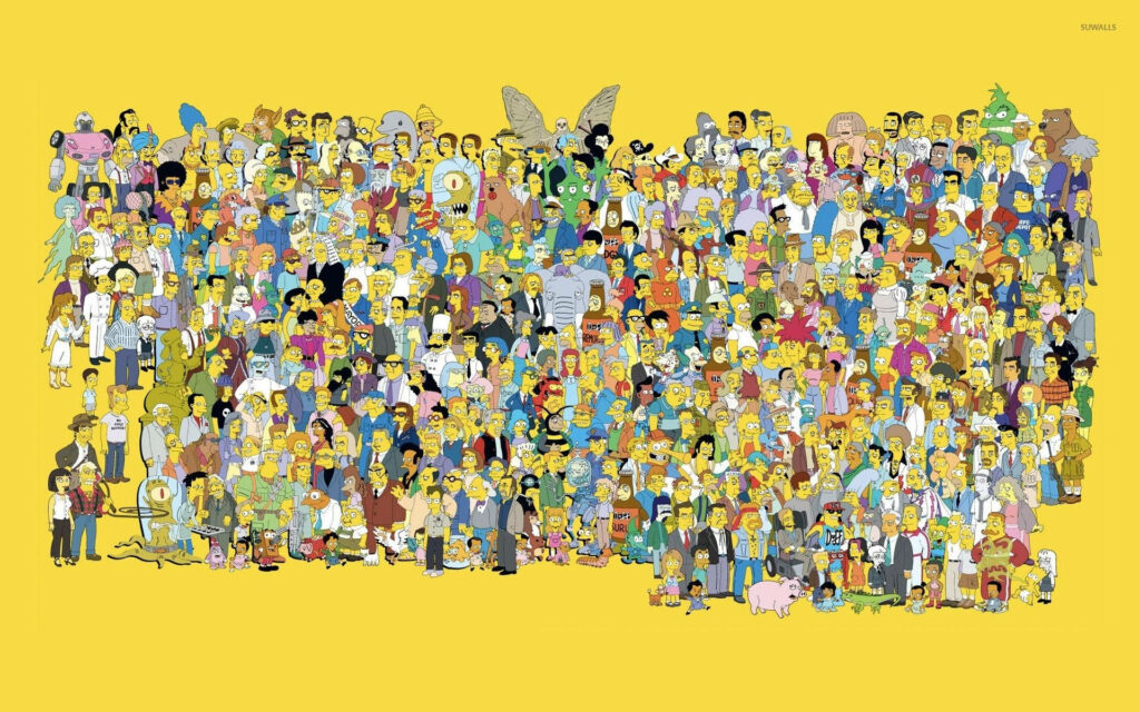 The Simpsons Unite: A Complete Cast Collection Wallpaper