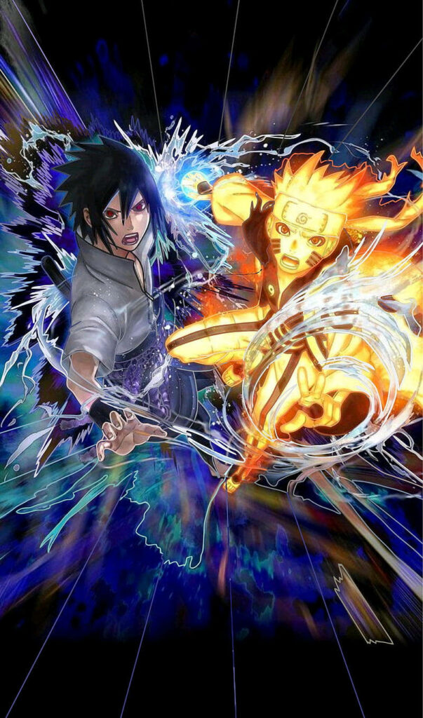 Unleashing Ultimate Power: Naruto and Sasuke's Epic Combined Attack against Foes! Wallpaper