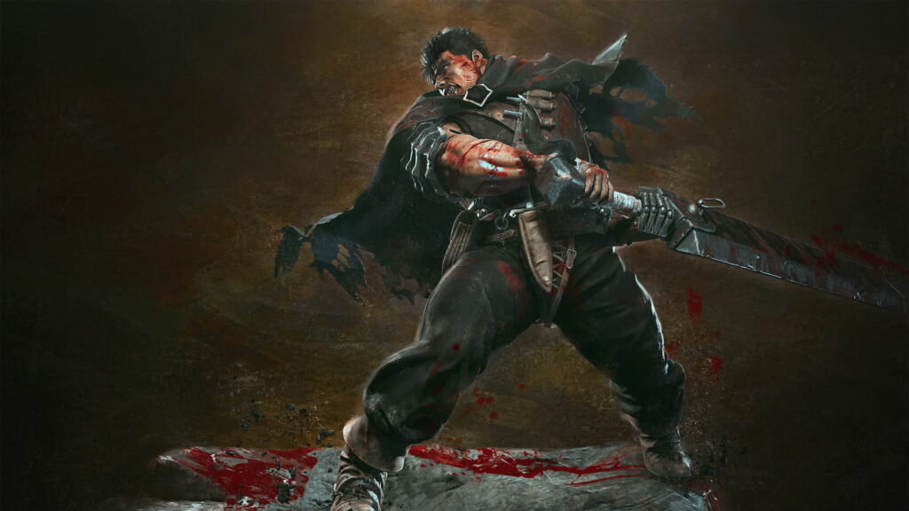 The Legendary Black Swordsman: Stunning Berserk Artwork in High-Definition Wallpaper Backdrop Featuring Guts from Beruseruku