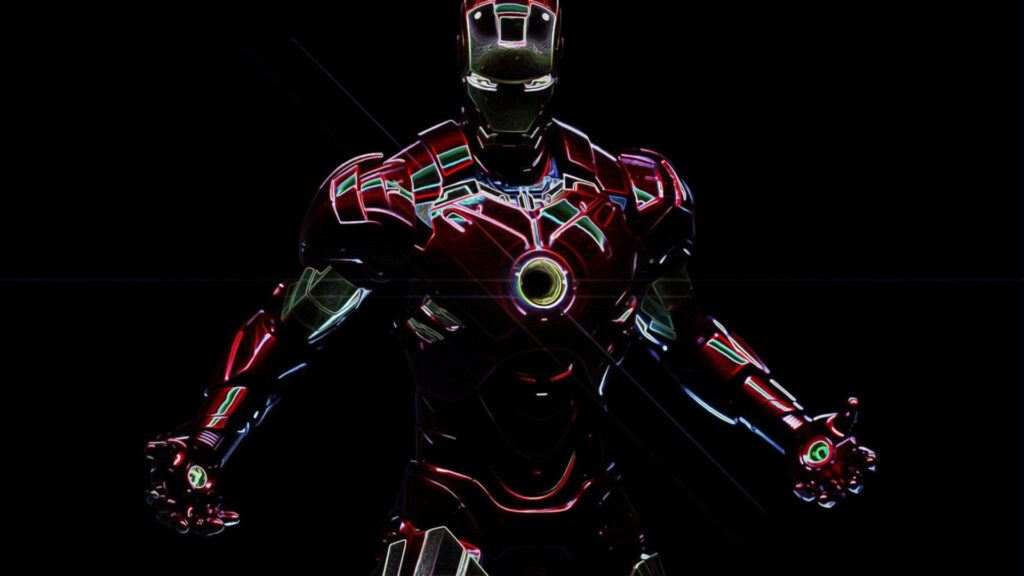 Darkened Marvel: An Intricate Iron Man Full HD Suit Shining Solo Wallpaper