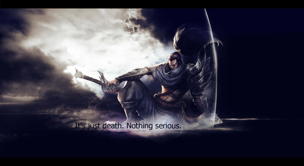 Inspire Greatness with Yasuo – Embracing your inner potential amidst the Yasuo background photo Wallpaper