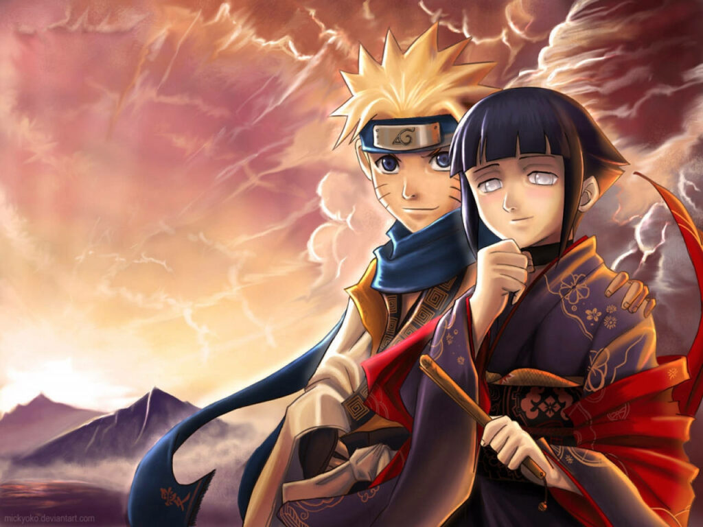 Uzumaki Clan: Traditional Attire Unveiling a Perfect Union Under Majestic Clouds Wallpaper