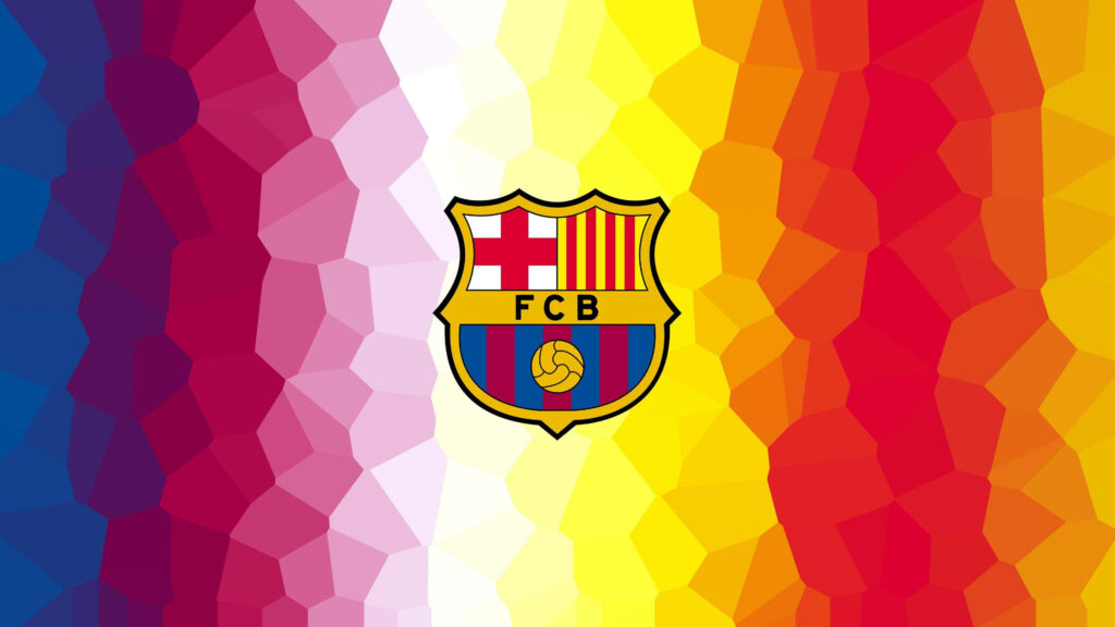 Mosaic Masterpiece: Barcelona FC Logo Shines on Colorful Wallpaper