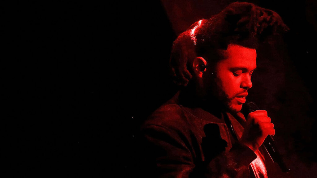 The Weeknd Live: Captivating Red Lighting Wallpaper Background
