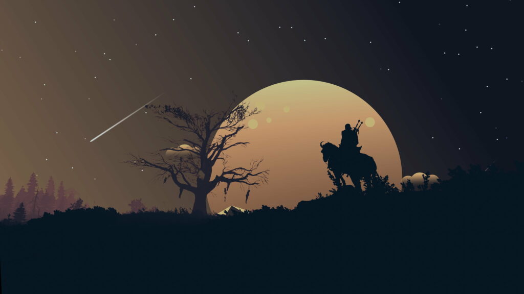 The Witcher 3 Wild Hunt: Enchanting Night Scene in Vibrant 4K Wallpaper