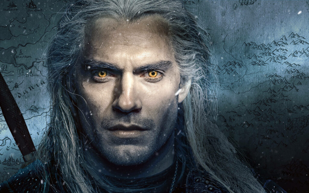 The Witcher's Warrior: Henry Cavill as Geralt of Rivia in a Stunning Wallpaper