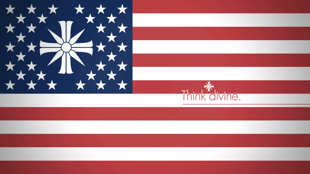 Divine Patriotism: A Modified US Flag Unites with Eden's Gate in this Far Cry 5 Wallpaper