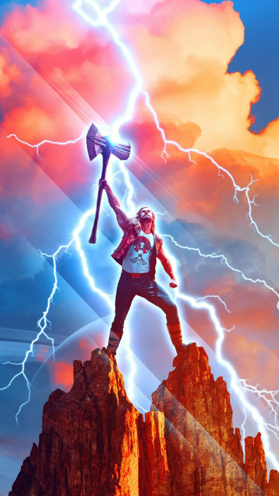 Thor Love and Thunder: Epic 4K HD Mobile Wallpaper of the Official 2022 Film Poster