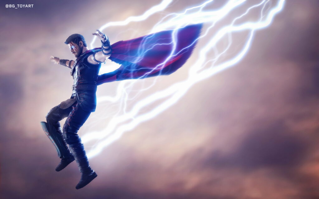 Powerful Thunderous Spectacle: An Epic Thor Ragnarok 8K Wallpaper