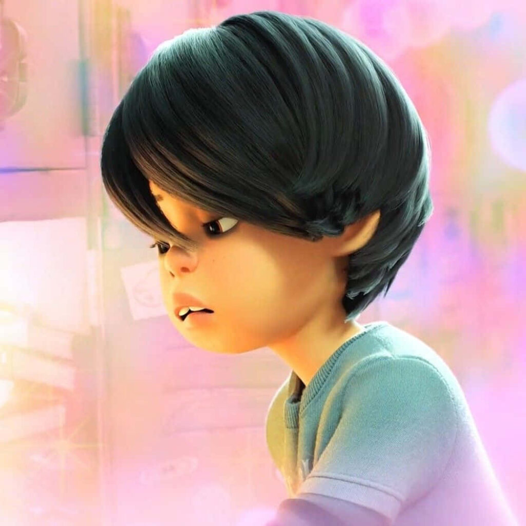 Thoughtful Cartoon Boy from Turning Red - Colorful Wallpaper Background