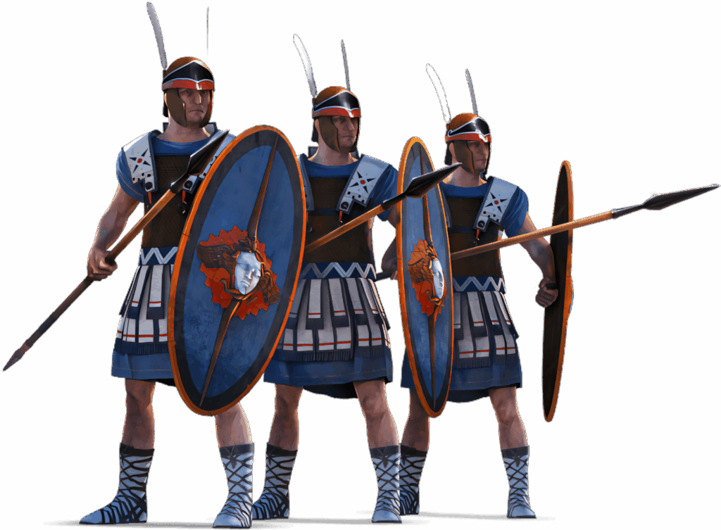 Three medieval knights in blue armor united with shields and spears ready for battle wallpaper