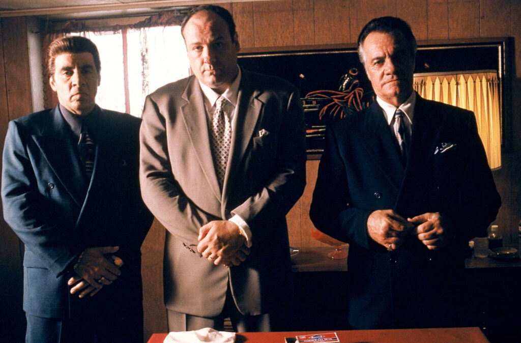 Confident Men in Formal Attire: Classic Sopranos Wallpaper Scene
