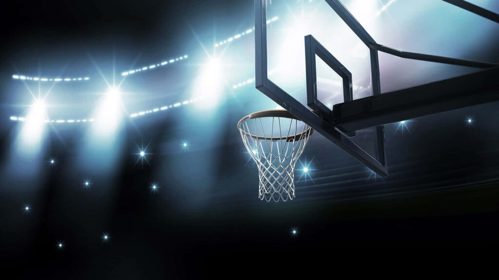 3D Basketball Hoop Wallpaper: Thrilling Game Atmosphere Background