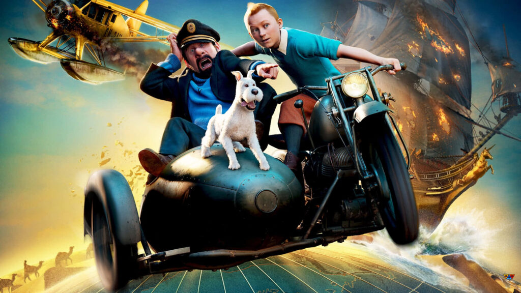 Thrilling Animated Adventure Wallpaper: Protagonist, Dog & Motorcycle Scene