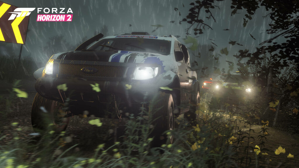 Thrilling Forza Horizon 2 Off-Road Wallpaper: Stormy Night Adventure