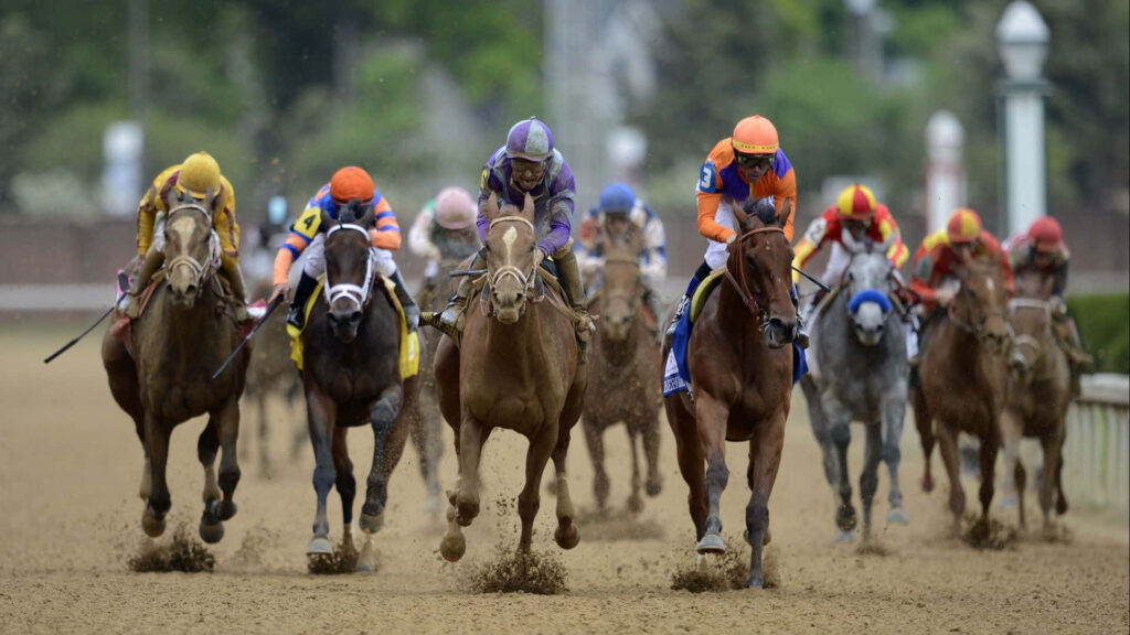 Thrilling Horse Race Moment: Intense Speed & Vibrant Energy Wallpaper