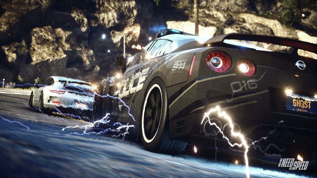 “High-Speed Car Chase Wallpaper: Need for Speed Lightning Action”