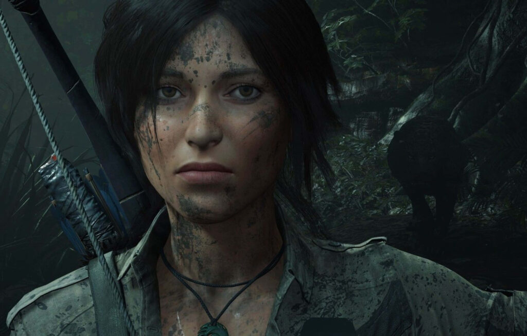 Trapped in the Shadows: Lara Croft's Terrifying Night Escape from the Forest Wallpaper