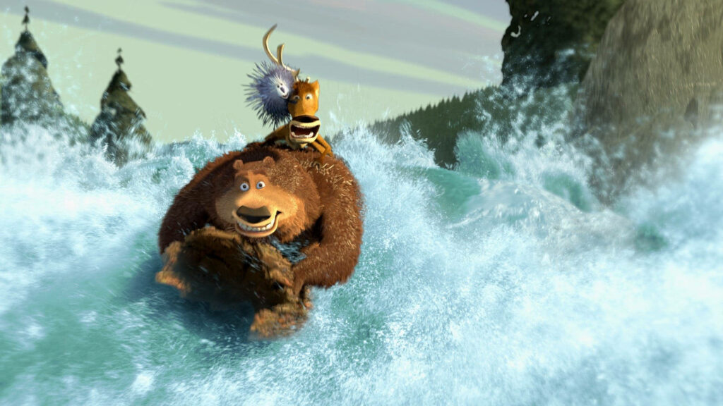 Open Season Wallpaper: Boog and Friends Thrill in Rushing River