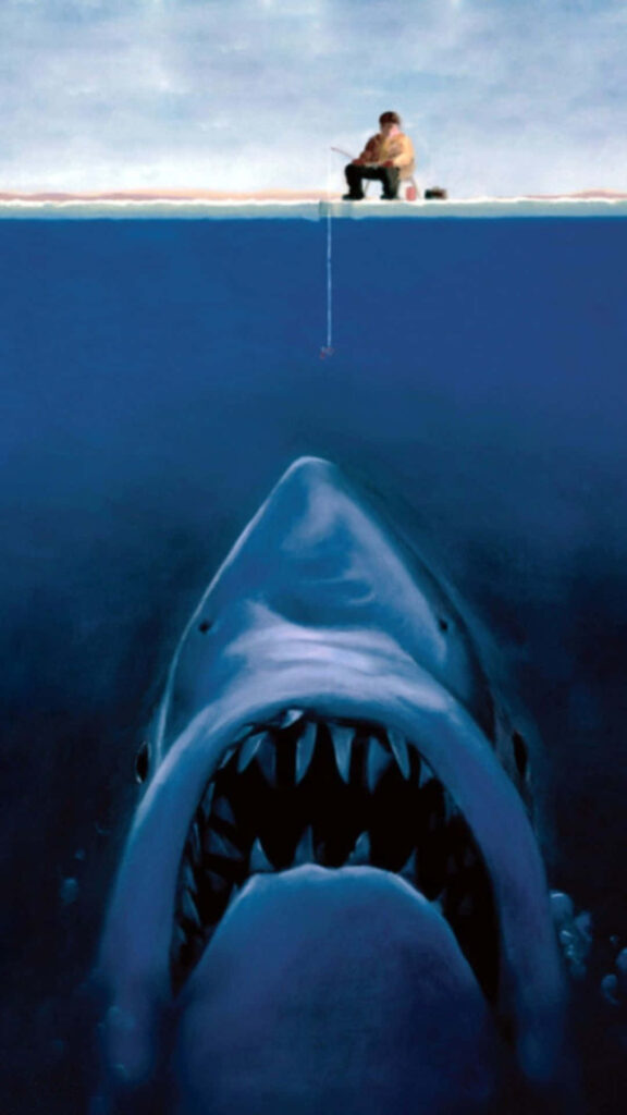 Thrilling Shark Under Ice Wallpaper: Dramatic iPhone Background