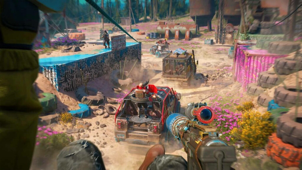 Adventurous View: Far Cry New Dawn Gamer Dominates Convoy at Chop Shop Base Wallpaper