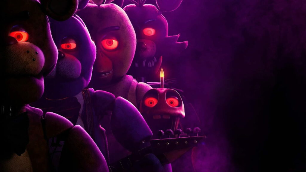 Sinister Animatronics: A Hauntingly Realistic Background for Five Nights at Freddy's Movie 2023 Wallpaper