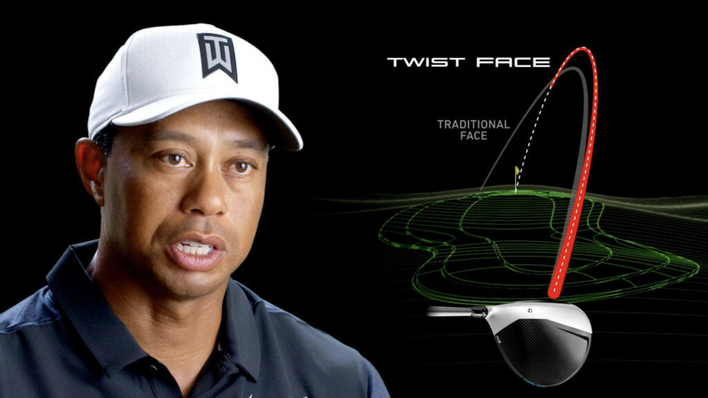 Tiger Woods explaining Twist Face driver technology impact on traditional golf shots wallpaper