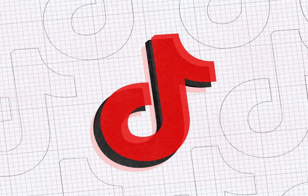 Embossed and Sketched: A Creative TikTok Wallpaper Illustration on a Square Grid Backdrop