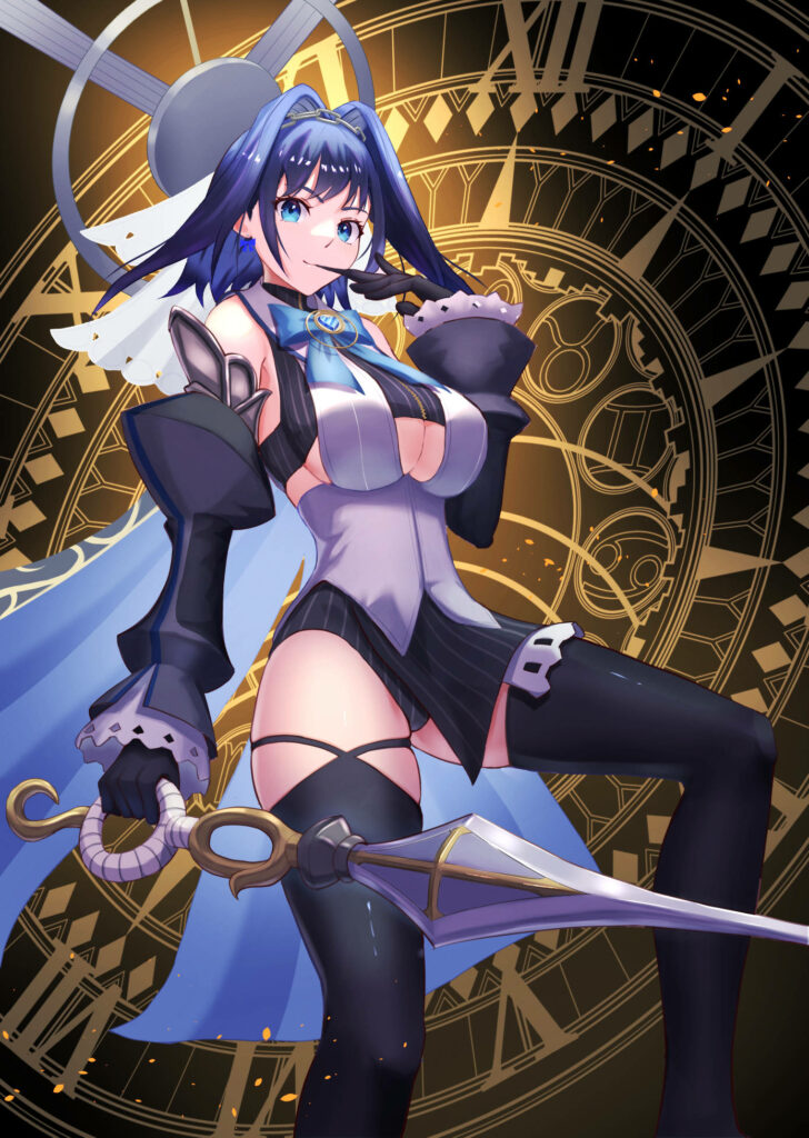Time Warden Wallpaper: Powerful Character with Sword & Celestial Designs