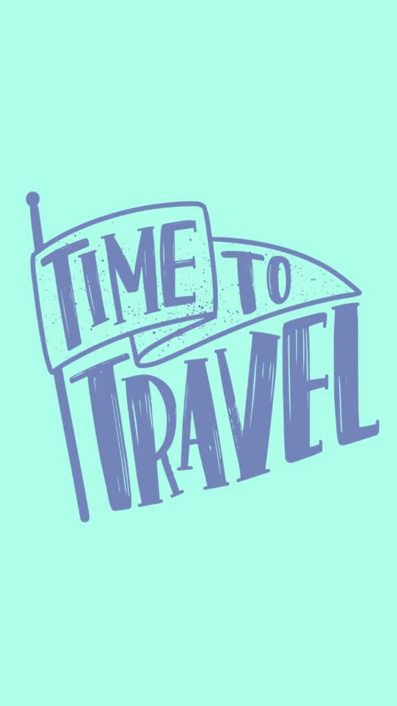 Vibrant Mint Green Wallpaper: 'Time to Travel' Motivational Design